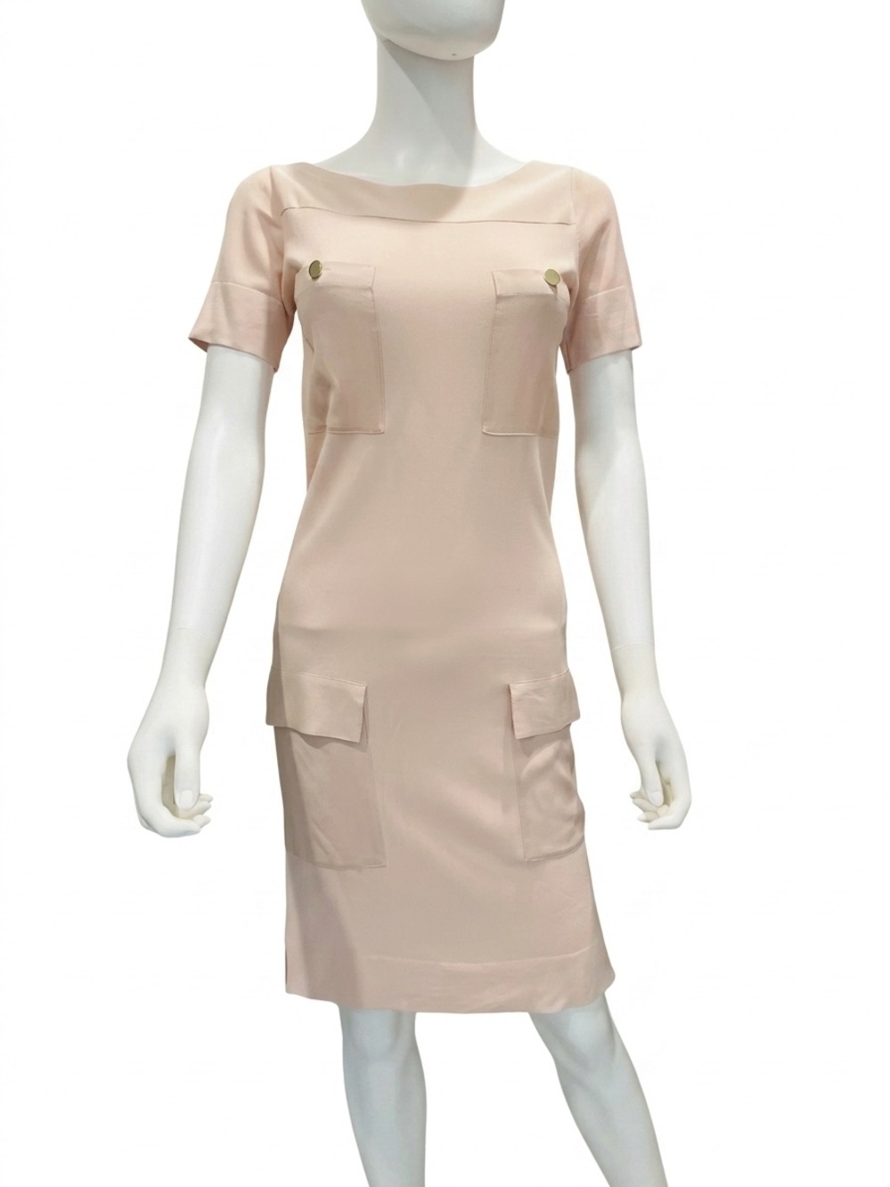 NWOT Lacoste Knit Dress Light Pink Pullover Short Sleeve Pockets XS  32